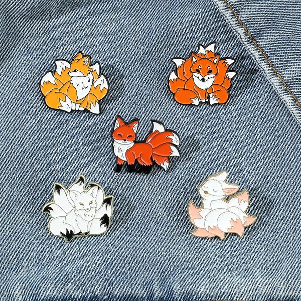 

nine tailed fox brooch cute anime movies games hard enamel pins collect cartoon brooch backpack hat bag collar lapel badges, Blue