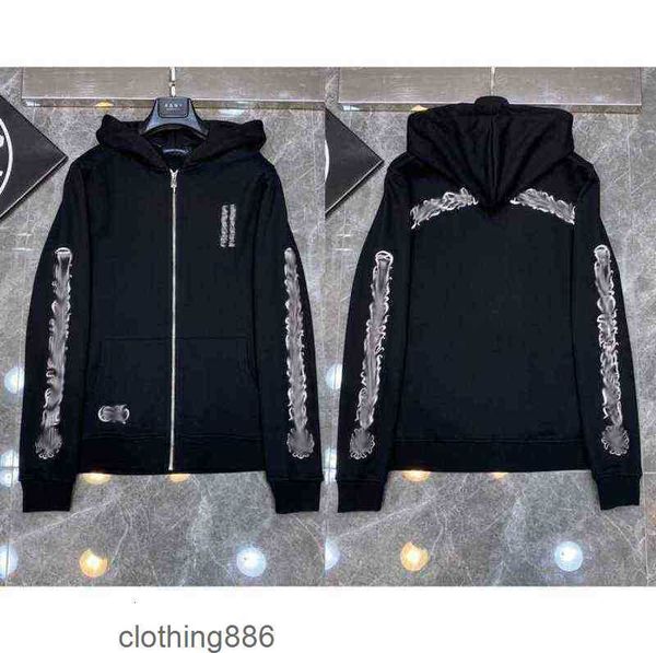 

3a classic mens zipper ch hoodies designer horseshoe sanskrit cross print pullover heart hooded sweatshirts sweater luxury woman jackts fate, Black