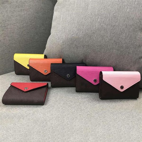 

brand designer fashion women pu short triple folding wallets clutch bag card holder small cute coin purse wristlets no bo264e271a, Red;black
