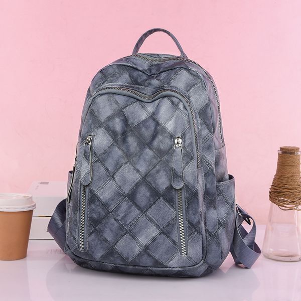 

factory wholesale women shoulder bag 4 colors simple atmosphere zipper anti-theft student backpack daily joker rhombic handbags soft and lig