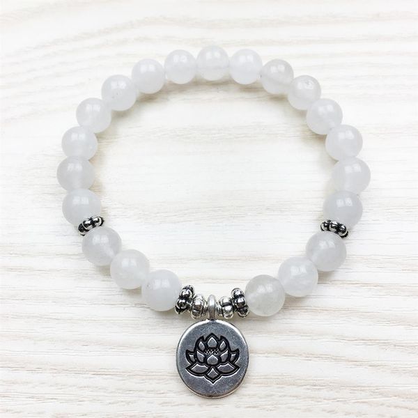 

sn1012 women's bracelet white lotus bracelet calming agate jewelry healing intention mala bracelet fashion jewelry wholes158r, Black