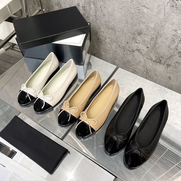 Ladies ballet flats designer shoe tweed ballerina flats Black Women Quilted Leather Slip on Round Toe Dress Shoes HJ2G channel cap toe flat sandals casual shoes
