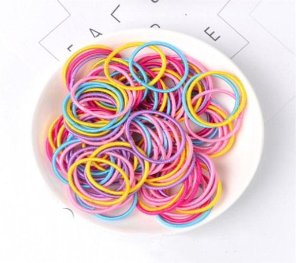 

100pcslot 3cm hair accessories girls rubber bands scrunchy elastic hair bands kids baby headband decorations ties gum for231q3025276, Slivery;white