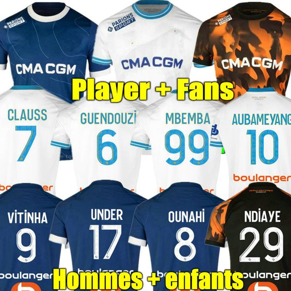 

aubameyang fans player 23 24 soccer jerseys vitinha maillot de foot harit 2023 man kids football shirt hommes enfants ndiaye marseille kondo, Black;yellow