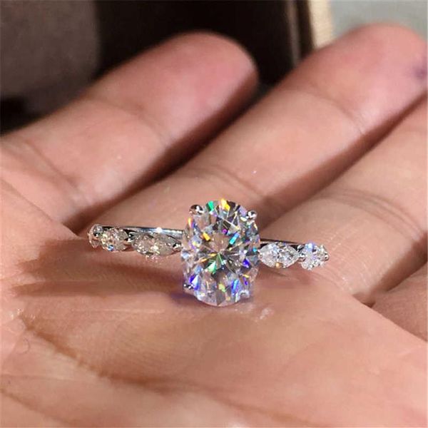 

solitaire ring natural oval moissanite gemstone real 14k white gold jewelry engagement for women channel setting anillos de bizute225g, Golden;silver