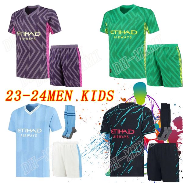 

23 24de bruyne haaland soccer jerseys foden grealish mahrez mans cities football shirt bernardo phillips rodrigo 23 24 ytic nam kids equipme, Black;yellow