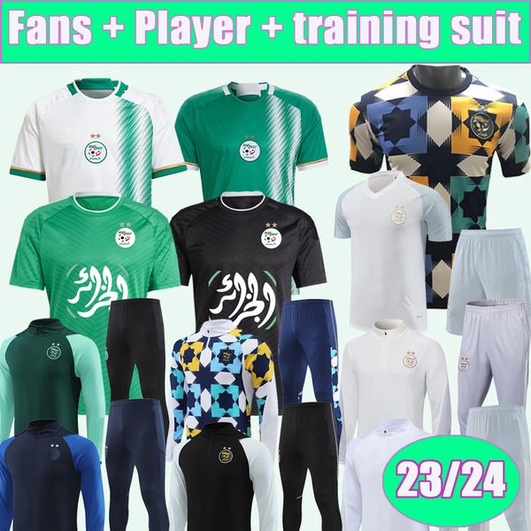 

22 23 algeria mens soccer jerseys algerie mahrez feghouli slimani bennacer atal home away training wear football shirts short sleeve uniform, Black;yellow