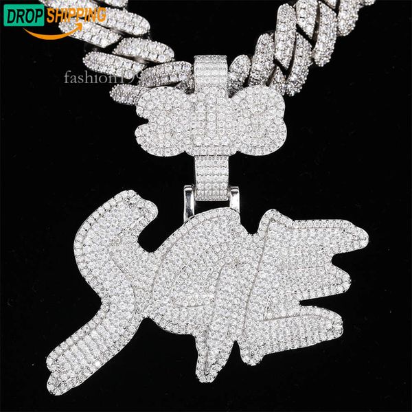 

Dropshipping Popular Cursive Font Custom Iced Out Sge Letter Pendant Sterling Sier Vvs Moissanite Diamond Name Pendant Men