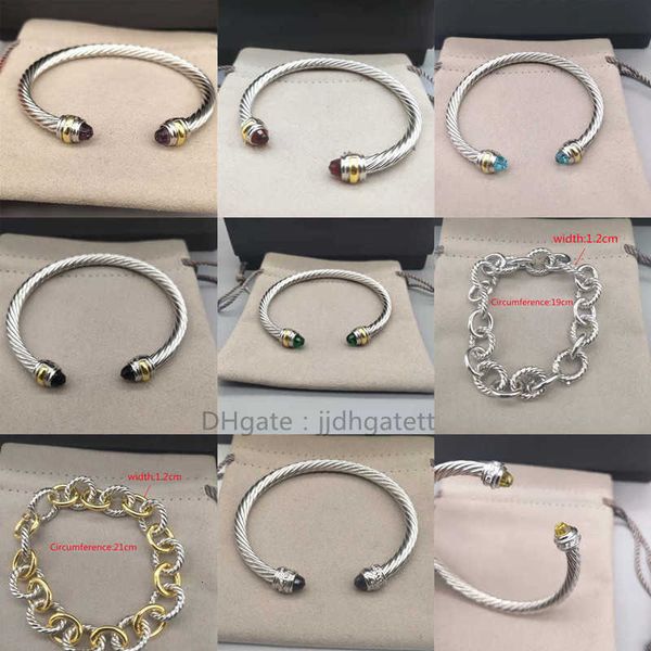 

head platinum trend round designer bangle bracelet women fashion versatile plated two-color hemp twisted wire jewelry 5mm luxury bracelets b, Black