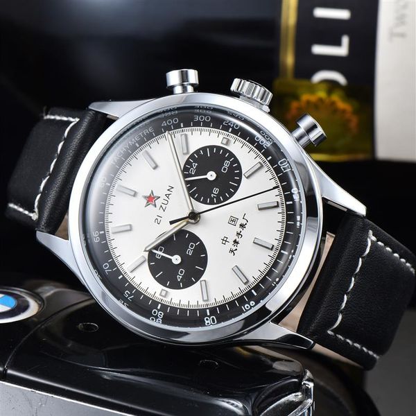 

2022 new leisure business sports men's watch stainless steel leather multi style timekeeping quartz watch282v, Slivery;brown