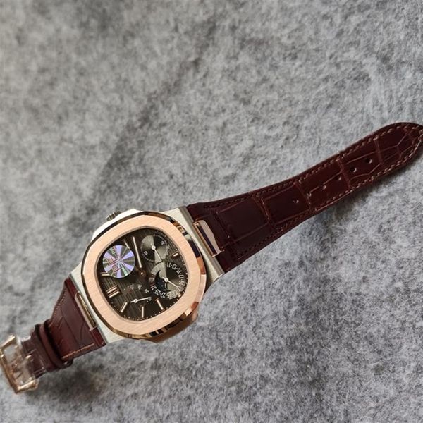 

40mmx10 5mm sapphire crystal men watch mens wristwatch automatic pf quality 5712 ss bracelet waterproof moonphase power reser239f, Slivery;brown