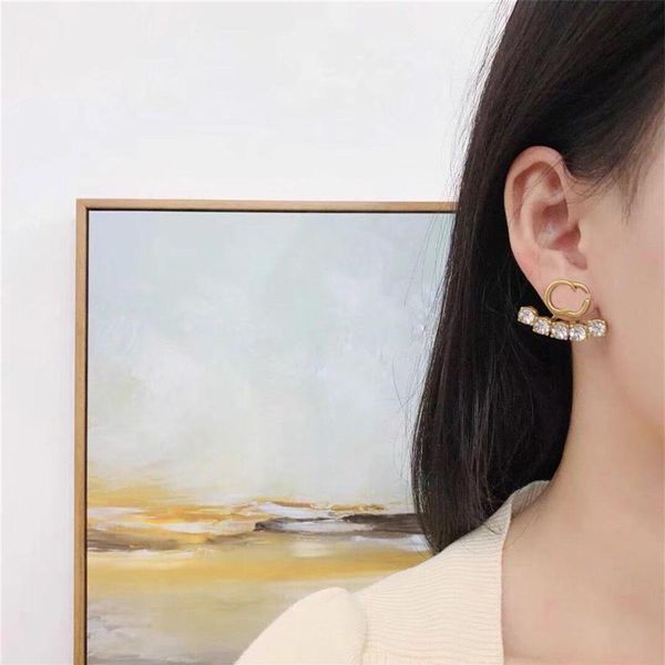 

luxury women charm fashion heart love stud classic size stainless steel couple gifts designer jewelry famous women round crystal r2622, Golden