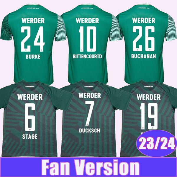 

23 24 sv werder bremen mens soccer jerseys ducksch bittencourt buchanan burke friedl keita fullkrug home 3rd football shirt, Black;yellow
