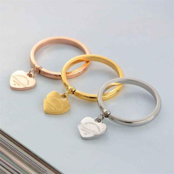 

factory whole love letter stainless steel hollow tail ring pendant ring gold silver rose for couple gift258g