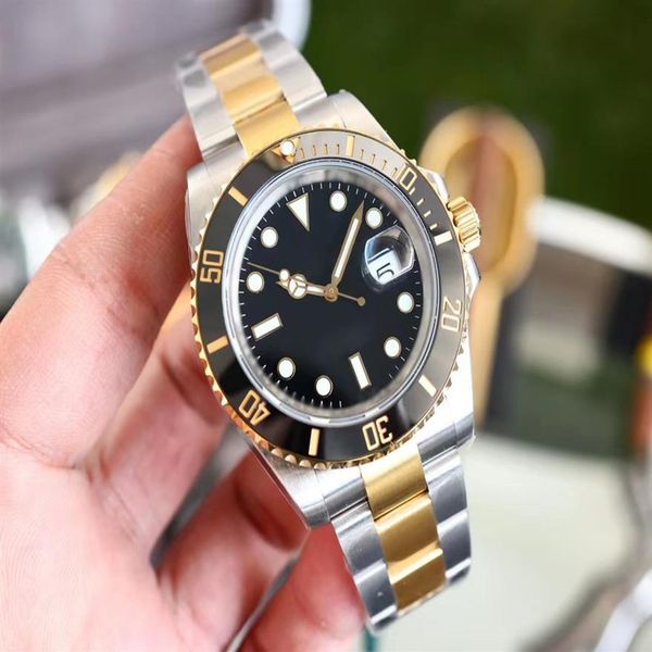 

luminous wristwatches mens movement watches aaa 41mm black ceramics automatic mechanical fashion stainless steel waterproof gold a284a, Slivery;brown