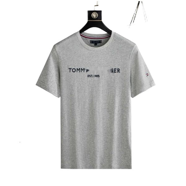 

designer men's original quality men tommys loose and comfortable tommy men's short sleeve cotton round neck slim fit solid color u, White;black