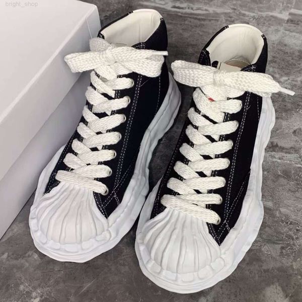

designer maison mihara yasuhiro mmy shoes men women low sole canvas shoe leather triple black white original sole cap sneakers trainers size