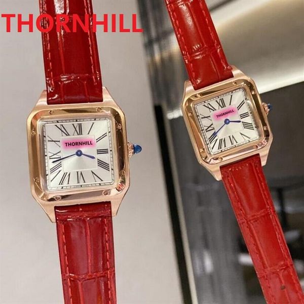 

men women roman square dial watch 42mm 32mm fashion casual genuine leather wristwatches luxury quartz movement couples style class268k, Slivery;brown