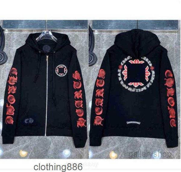 

fashion luxury mens jackets sweatshirts ch designer hoodies zipper sanskrit graffiti hooded sweater cross pullover hoodie casual women, Black