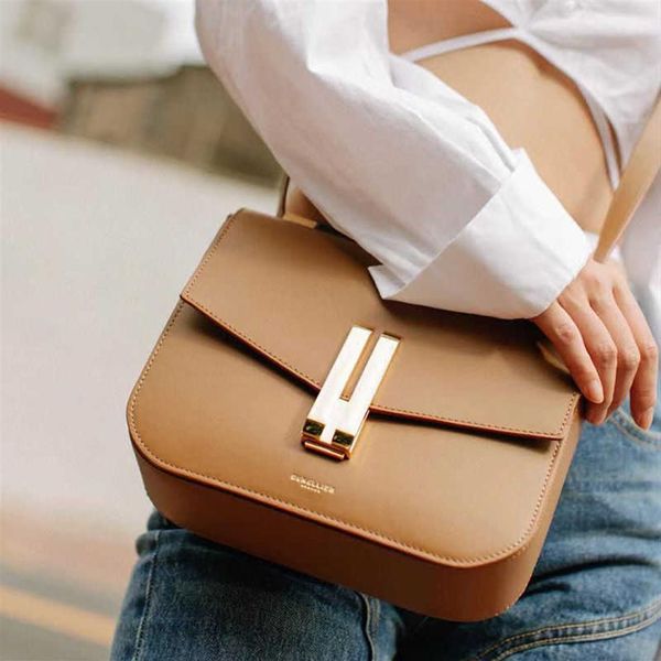 

cosmetic bags cases demellier british minority tofu bag women's 2022 new fashion leather one shoulder cross body small square2436