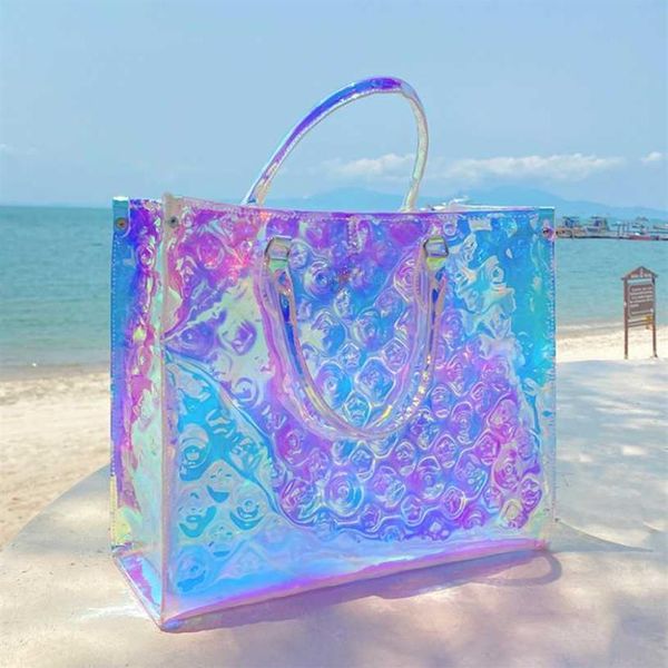 

yzora 2022 new design clear laser holographic summer ladies women purse shopping bag latest designer tote bags1836