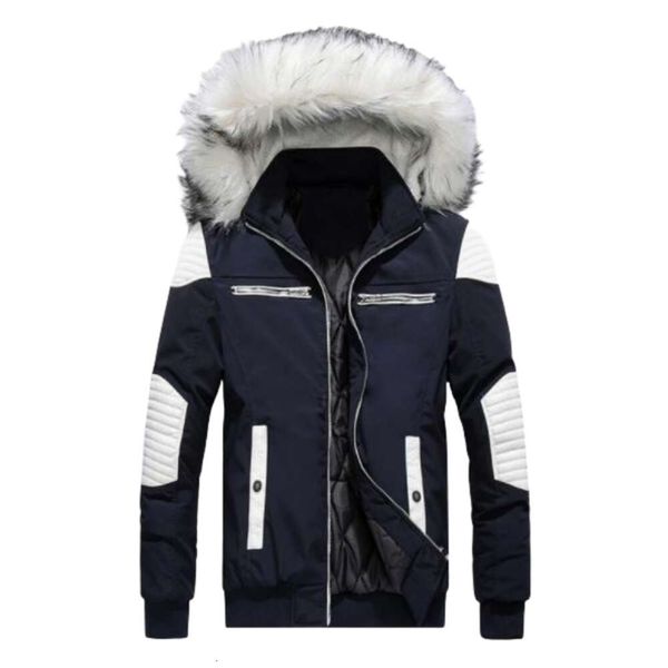 

designer jacket men's original quality winter mens jackets fur hooded warm thicken coats casual contrast color outerwear male down jack, Black;brown