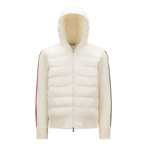 

2023 new arm colorful stripes mens down jacket autumn winter hooded men knit jacket arm badge knitted jacket size m--3xl, Black