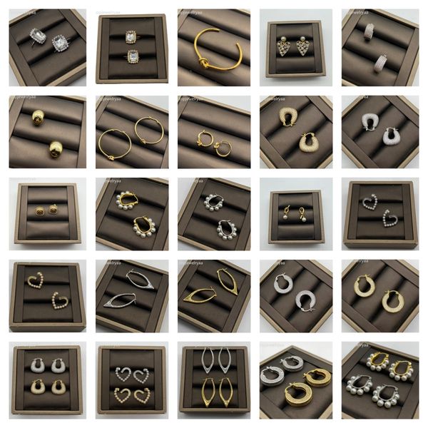 

designer earrings for woman gold earrings luxury earrings stud brand designers crystal women wedding with box 20 choices c letter super qual, Golden