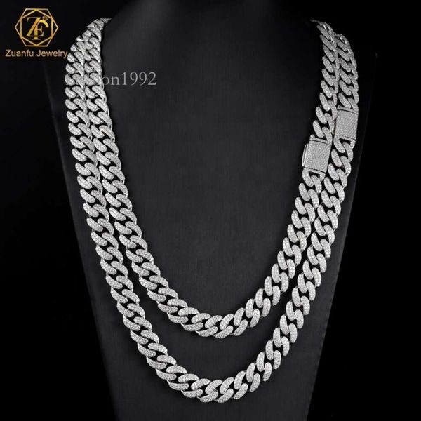 

Wholesale Price 2 Rows Custom Hip Hop Iced Out Jewelry Sier D-Vvs1 Moissanite Diamond Cuban Link Chain Bracelet Necklace