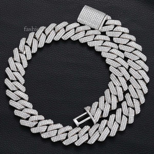 

Hip Hop 20Mm Chunky Sier Moissanite Diamond Cuban Chain Necklace