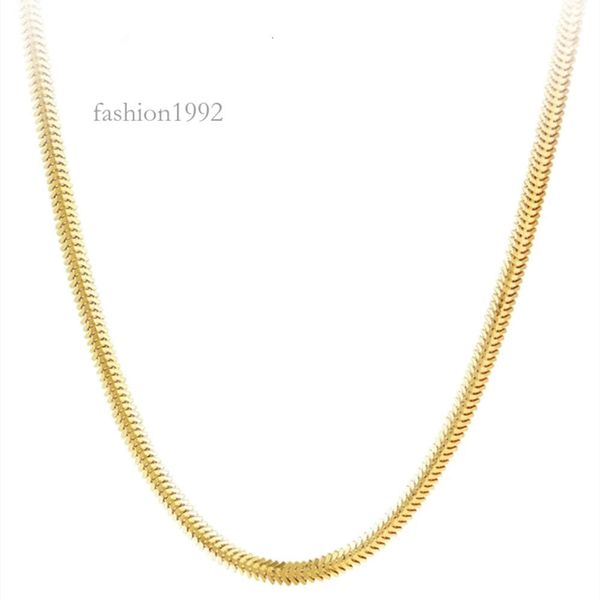 

Nine's Real Gold Chains Necklace 2.5Mm Wide Round Snake Chain Necklace Fine Jewelry Men And Women Jewellery