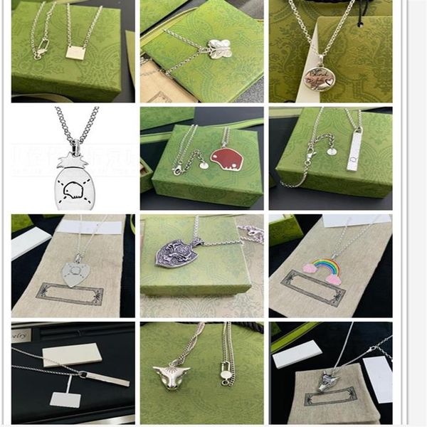 

luxury sterling silver chain necklace jewelry designer 925 silver heart rainbow butterfly skull style pendant necklaces gifts2249