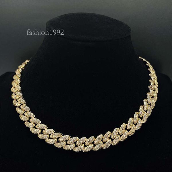 

Gold Over Sier Iced Out Chain Necklace Men Hip Hop Cuban Link Necklace