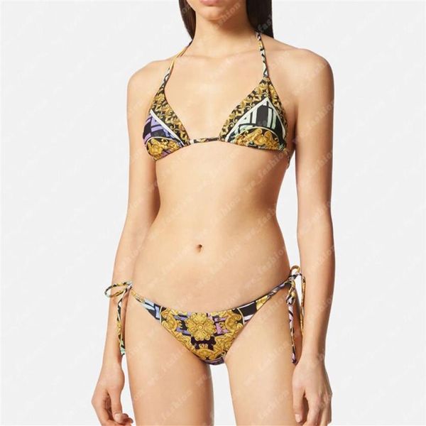 

women bikinis swimsuit f swimwear two piece designer fendace gold baroque b271y