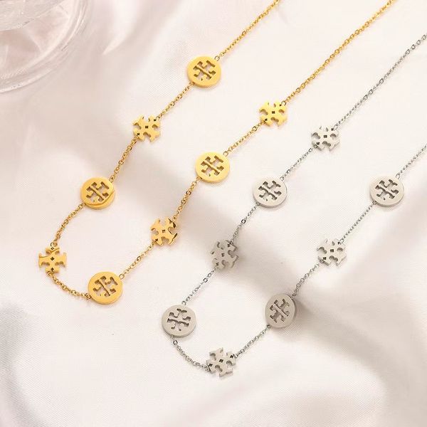 

Luxury Design 8 Circle TB Pendant Necklace Bracelet Stainless Steel for Women Gift