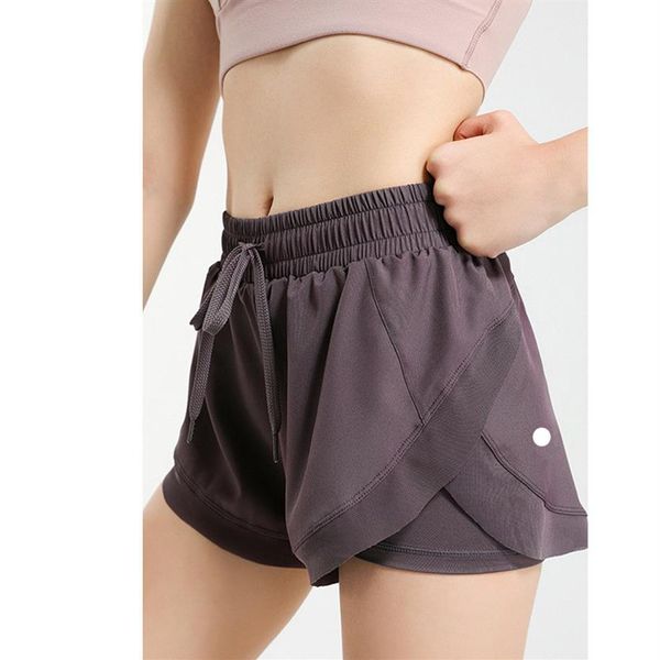 

ll womens yoga shorts exercise short pants double layer fitness wear girls running elastic female pants sportswear243t