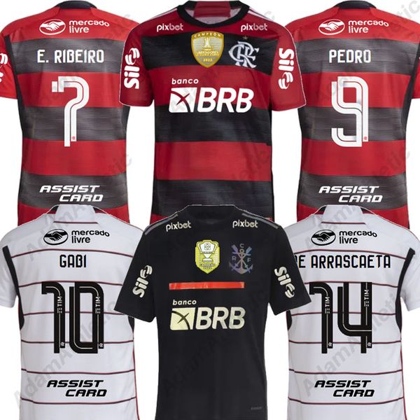 

flamengos soccer jerseys 2023 2024 pedro gabi de arrascaeta e.ribeiro flamenco football shirts b.henrique matheuzinho gerson jersey player v, Black;yellow