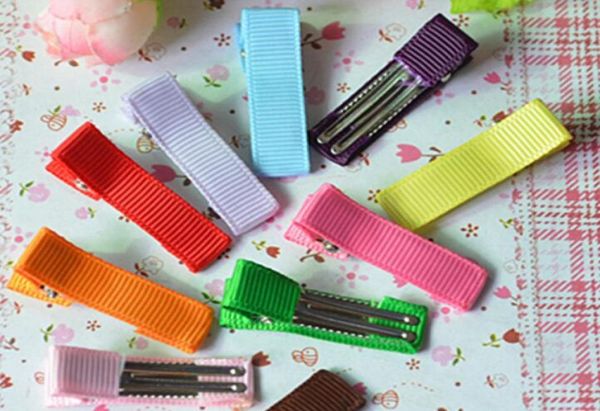 

500pcs girl 35mm mini cover ribbon lined hair bows clips double prong alligator hair clip hair accessories headwear fj32036982920, Slivery;white