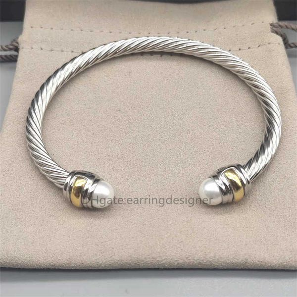 

Bracelet Dy Designer Twisted Pearl Head Women Fashion Versatile Twist Bracelets Jewelry Platinum Plated Wedding Gifts 5MM 4MM Thick DY jewelry accessories quality