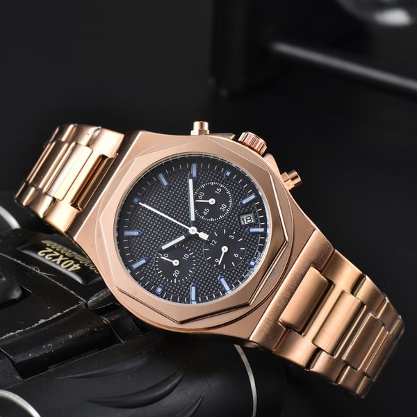 

gp wrist watches for men 2023 new mens watches all dial work quartz watch luxury brand chronograph stainless steel watch band men fashion gp, Slivery;golden