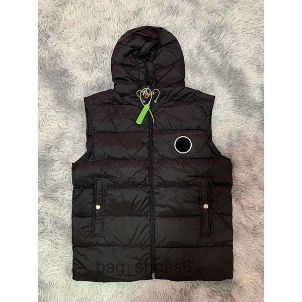

p letter down jacket felled men's and women's fashion french fashion cotton vest with hooded drawstring sleeveless jacket nfc scan, Black