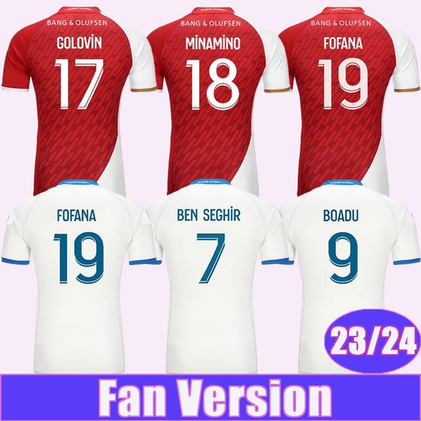 

23 24 as monaco mens soccer jerseys felix fofana minamino embolo ben yedder m. camara zakaria boadu golovin home 3rd football shirt, Black;yellow