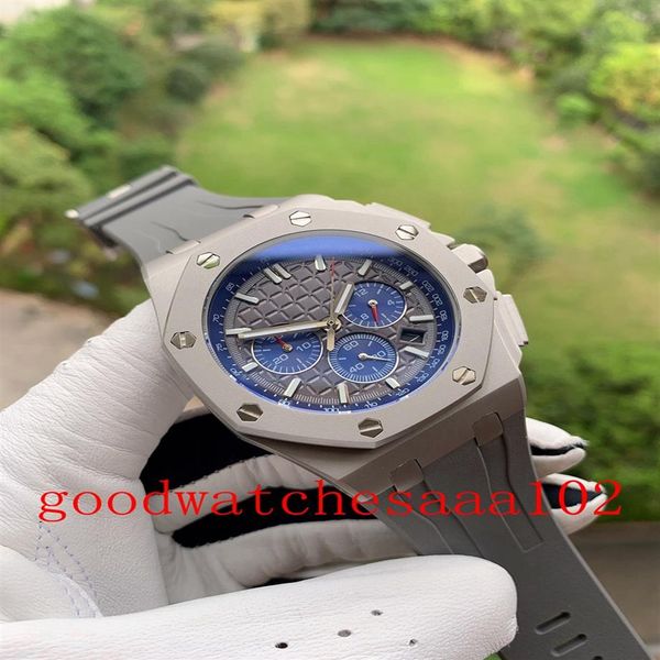 

5style fashion perfect quality men's watch 18k rose gold gray blue dial vk quartz chronograph working mens watches rubber str258f, Slivery;brown