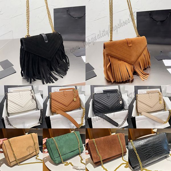 

college quilted chain bag suede leather reversible kate bag tassels shoulder bags luxury designer flap magnetic snap crossbody bags handbag