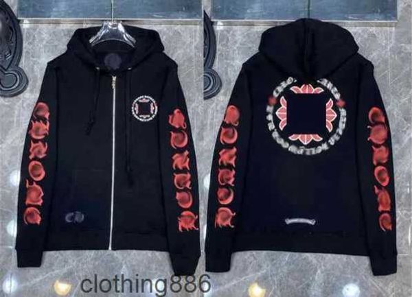 

designer mens hoodies designer chrome winter sweatshirts heart hoodie ch long sleeve jacket loose coat hooded hoody woman hip hop chromees h, Black