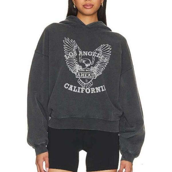 

23ss ab fashion designer sweatshirt hoodie anines bings classic style printed alphabet casual versatile women loose pullover hoodies sweater, Black