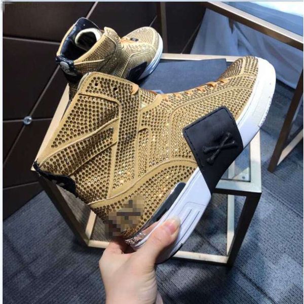 

the highest quality men's shoes pp mixed color high-cut lace-up style12 race runner plein casual sneakers shoes size38-45, Black