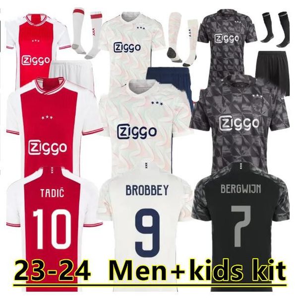 

23 24 soccer jerseys tadic brobbey berghuis black marley kit klaassen bergwijn cruyff 2023 2024 home away football shirt men kids kit unifor, Black;yellow