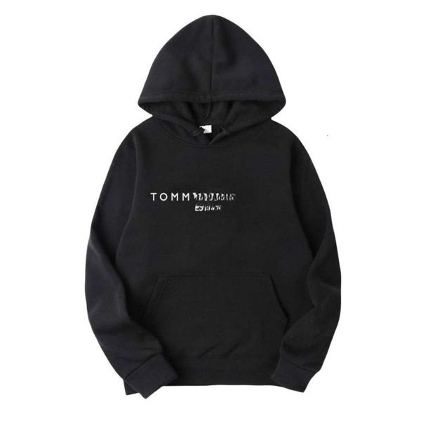 

designer men's original quality men tommys loose and comfortable brushed men's and women's hooded sweater fashion brand print, Black