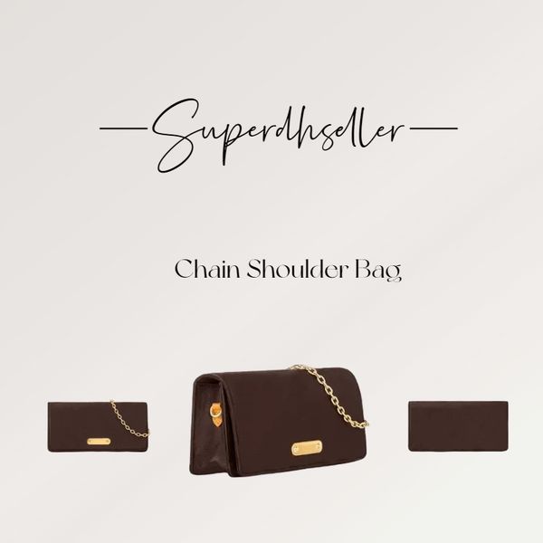 

Genuine Leather Chain Shoulder Bags Luxury Designer Bag Top Quality Crossbody Good Capacity Flap Versatile Practical Pochette England Style Handbags, Brown